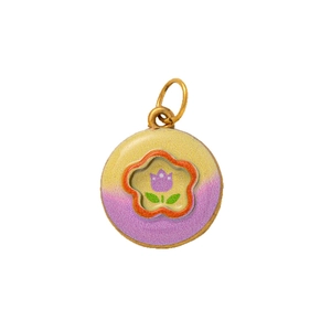 Runder Emaille-Blumenanhänger aus 18K vergoldetem Edelstahl mit Farbverlauf