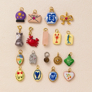 DIY Fabrication de Bijoux Pendentifs en Cuivre Style Émail Animaux Fleurs Coeur Étoile Formes Pour Collier Bracelet Accessoires