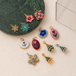 DIY gold plated stainless steel flower and star pendants for handmade jewelry set