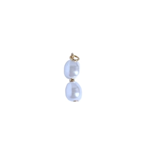 18K gold plated stainless steel pendant with double white baroque pearls in vertical design