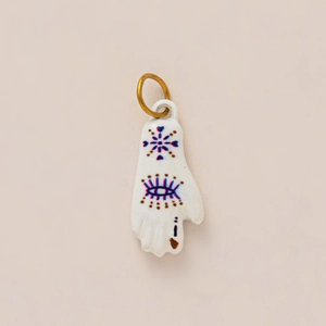 Hamsa Hand pendant with 18K gold plated loop and colorful enamel star patterns