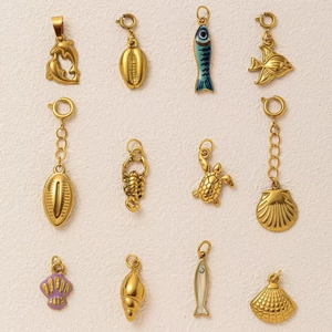 Edelstahl Ozean Anhänger Halskette Marine Serie Emaille Strass Muschel Schildkröte Delfin Schmuck DIY Bastelzubehör