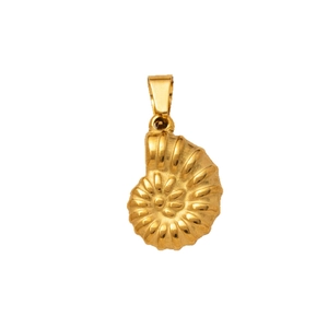 Pendentif coquille de nautile en acier inoxydable plaqué or 18K avec nervures