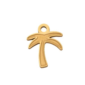 Pendentif palmier doré poli avec finition mate pour bijoux DIY et colliers