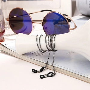 Chaîne à lunettes métallique gris anthracite avec boucles réglables en silicone