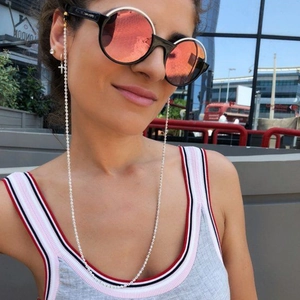 Minimalist Zinc Alloy Artificial Pearl Glasses Chain Anti-slip Sunglasses Strap Round Bead Fashion Neck Cord For Women Accessories