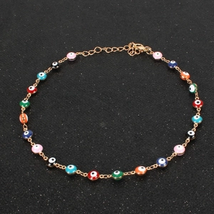 Colorful Evil Eye charm necklace with gold chain and adjustable lobster clasp closure