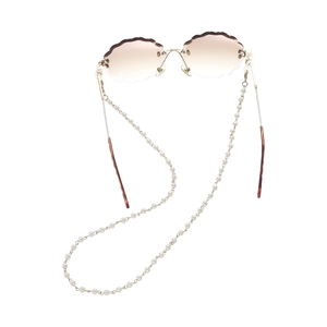 Lunettes de soleil sans monture avec verres dégradés et chaîne de lunettes en perles