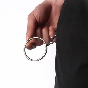 Hip Hop Zinc Alloy Large Ring Lobster Clasp Keychain For Jeans Silver Metal Circle Pendant Bag Hook Unisex Fashion Accessory