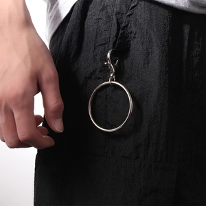 Fashion silver metal hoop keychain with lobster clasp accessory for denim trousers