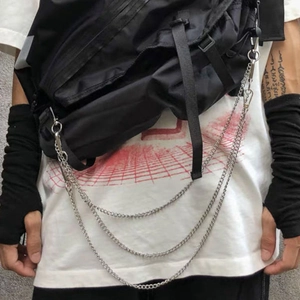 Hip Hop Metal Trouser Chain Layered Streetwear Pants Accessory For Men Women Silver Alloy Waist Chain Bag Decoration