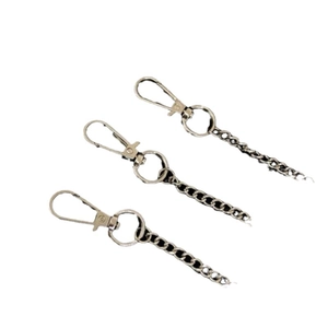 Three-piece set of hip-hop metallic silver keychain chains for pants and bags accessory