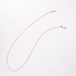 Modische Perlen-Brillenkette in Gold-Optik für Brillen und Masken für Damen