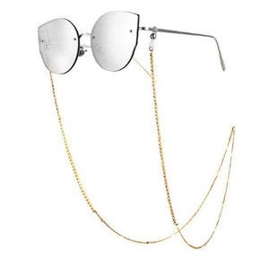 Occhiali da sole cat-eye a specchio con elegante catenella metallica dorata per donna