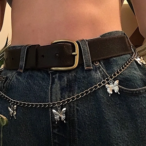 Y2K Hip Hop Schmetterling Anhänger Taillenkette Für Damen Zinklegierung Versilbert Punk Streetwear Körperschmuck Hosenkette Accessoire
