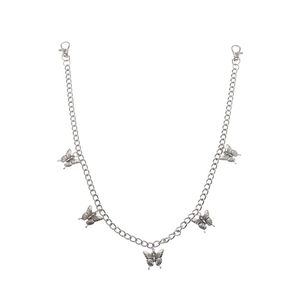 Silberne Schmetterlings-Hüftkette mit Metallgliedern und Karabinerverschluss für Damen