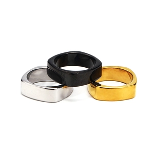 Bague Carrée en Acier Titane Minimaliste Finition Miroir Polie Anneau Géométrique Bijoux de Mode Unisexe Accessoire Tendance Quotidien