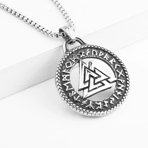 Ρετρό κολιέ με μενταγιόν Viking Valknut από ανοξείδωτο ατσάλι και κύκλο ρούνων