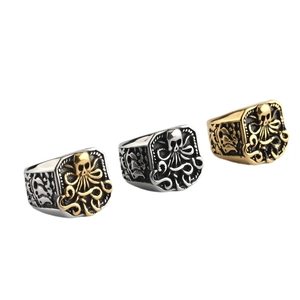 Vintage Punk Oktopus Totenkopf Ring Für Herren Titanstahl Gothic Biker Oktopuskopf Geprägter Siegelring Hip Hop Schmuck