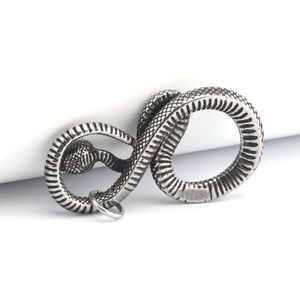 Vintage stainless steel snake pendant with detailed scales in infinity shape