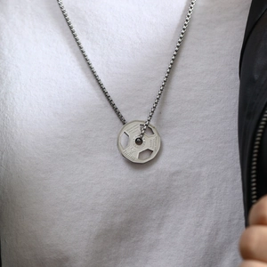 Barbell pendant dumbbell necklace for men made of silver titanium steel for fitness fans