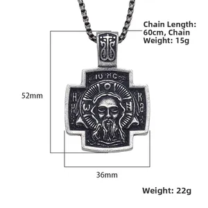 Orthodoxe Jezus kruis hanger in antiek zilver met 60cm bolletjesketting