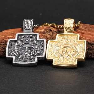 Vintage Roestvrij Staal Jezus Redder Kruis Hanger Ketting Voor Mannen Religieuze Orthodoxe Christelijke Hip Hop Sieraden