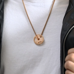 Golden dumbbell weight plate fitness pendant necklace on box chain for men fashion