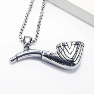 Retro punk stainless steel pipe pendant necklace for men with square box chain jewelry
