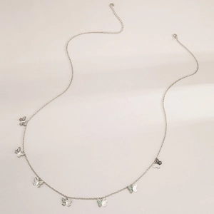 Fashion silver butterfly waist chain belt with pastel enamel charms and tassel detail