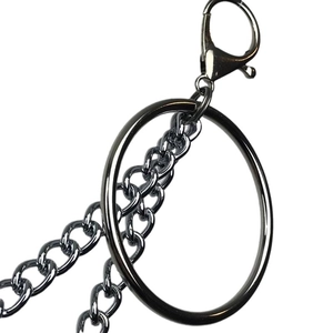 Punk style silver stainless steel trousers chain with round ring and lobster clasp
