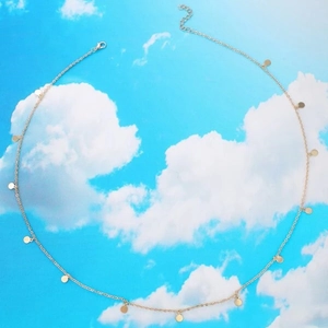 Sexy goldene Taillenkette aus Legierung mit schimmernden Scheibenanhängern für Damen