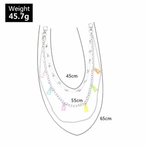 Detailed specs of the layered bear chain with 45cm 55cm 65cm lengths and 45.7g weight