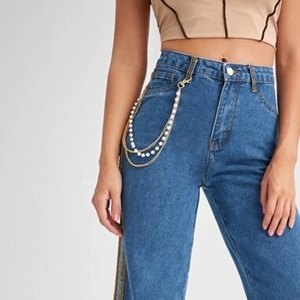 Chaîne de Taille Multicouche Punk Hip Hop pour Femme Imitation Künstliche Perle Alliage Zinc Chaîne de Pantalon Bijoux Y2K