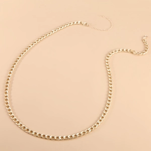 Punk style thick gold curb chain for waist or neck with adjustable lobster clasp closure