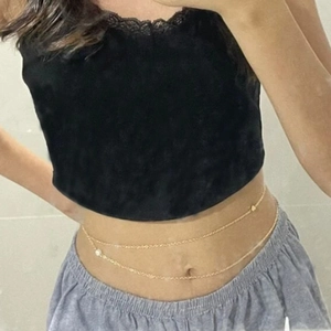 Chaîne de taille dorée à deux rangs avec perle et pendentif cœur pour mode d'été femme