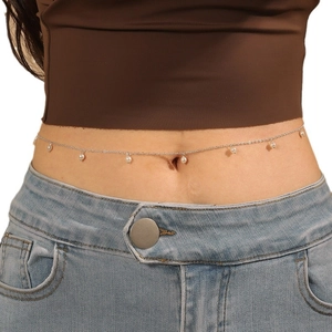 Chaîne de taille sexy argentée avec perles élégantes pour bikini et style d'été femme