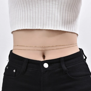 Sexy Doppellagige Bauchkette Körperkette Für Damen Gold Silber Legierung Metall Kettengürtel Für Bikini Strand Party Schmuck