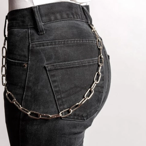 Chaîne de Pantalon en Alliage de Zinc Argent Punk Hip Hop pour Femmes Hommes Jeans Portefeuille Chaîne de Ceinture Bijoux