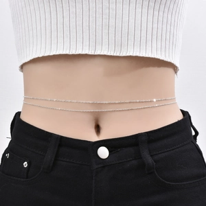 Minimalistische zweilagige silberne Taillenkette für Damen mit feinem Gliederdesign