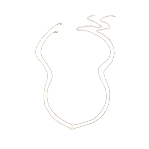 Chic double-layer golden waist chain featuring minimalist star and heart alloy charms