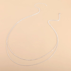 Zweilagige silberne Taillenkette für Bikinis mit Karabinerverschluss und Verlängerung