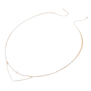 Chaîne de corps double épaisseur en or rose avec perle d'imitation et pendentif cœur