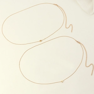 Elegant gold alloy waist chain set with heart and star pendants for women's summer style
