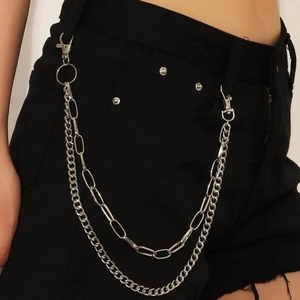 Cintura a Catena in Lega di Zinco a Doppio Strato Punk per Donna Catena per Pantaloni a Maglie Grosse Hip Hop Streetwear