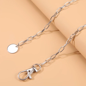 Silver alloy chain body belt with lobster clasp and round pendant for women