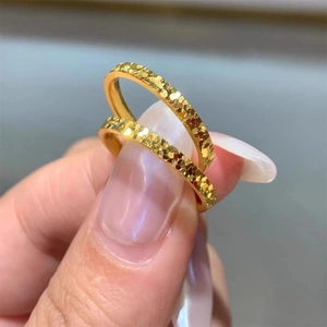 Elegant gold sparkly thin rings for women featuring a minimalist crushed ice texture design