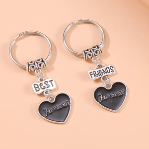 Set di orecchini a cuore Best Friends Forever in argento e smalto nero lucido