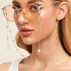 Fashion Artificial Pearl Bead Eyewear Chain For Women Elegant Zinc Alloy Metal Glasses Holder Strap Mask Lanyard Jewelry Accessory