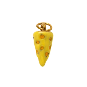 Pendentif en forme de fromage en acier inoxydable plaqué or 18 carats avec émail jaune